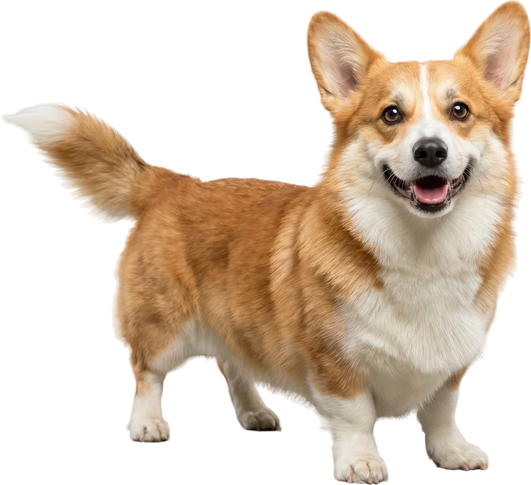 Perro corgi feliz, ecografía veterinaria